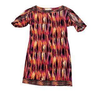 Trina Turk Corsica Mini Shift Dress 6 Multicolor Cold Shoulder